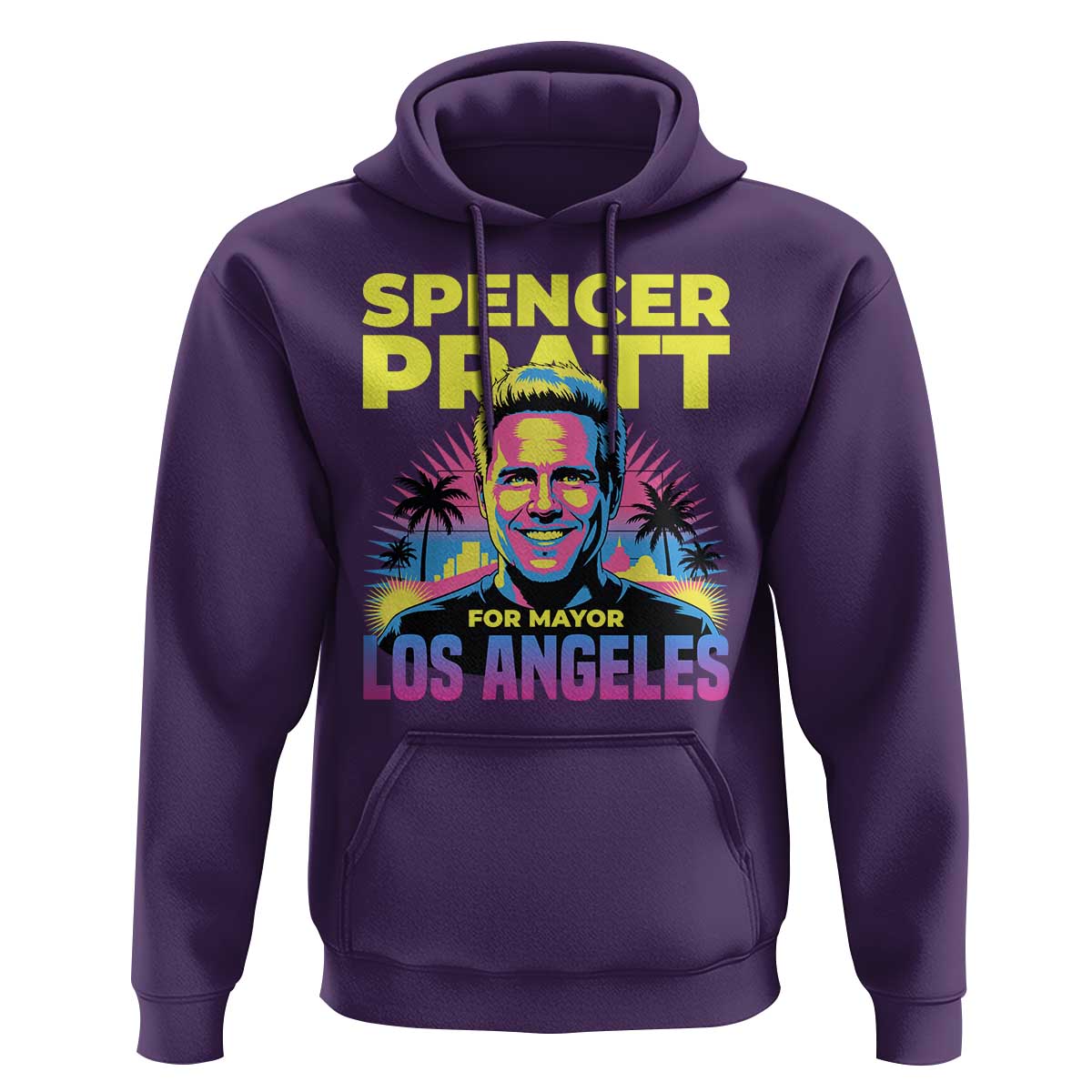 Spencer Pratt for Mayor Los Angeles Synthwave Graphic Hoodie Retro Neon California Supporter