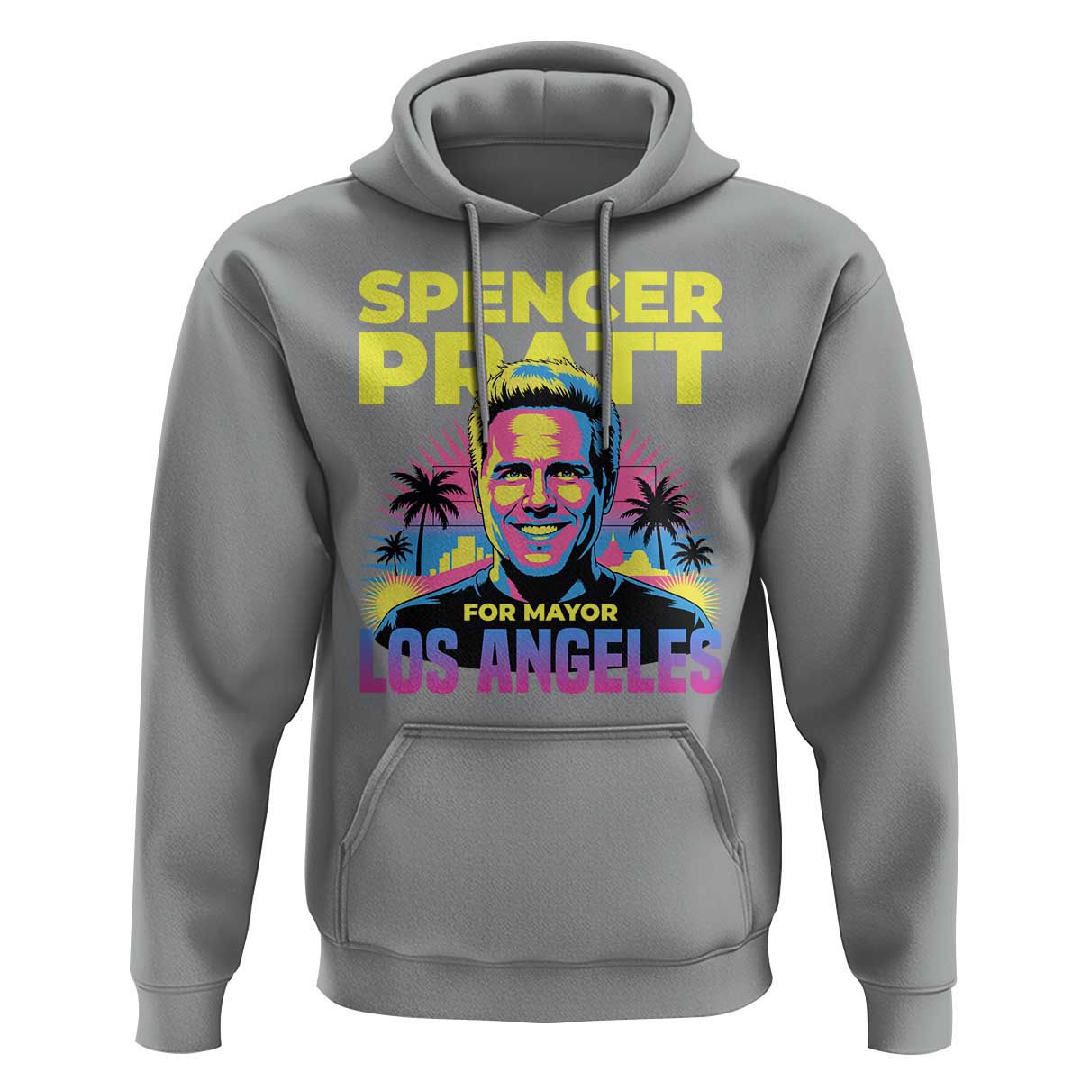 Spencer Pratt for Mayor Los Angeles Synthwave Graphic Hoodie Retro Neon California Supporter