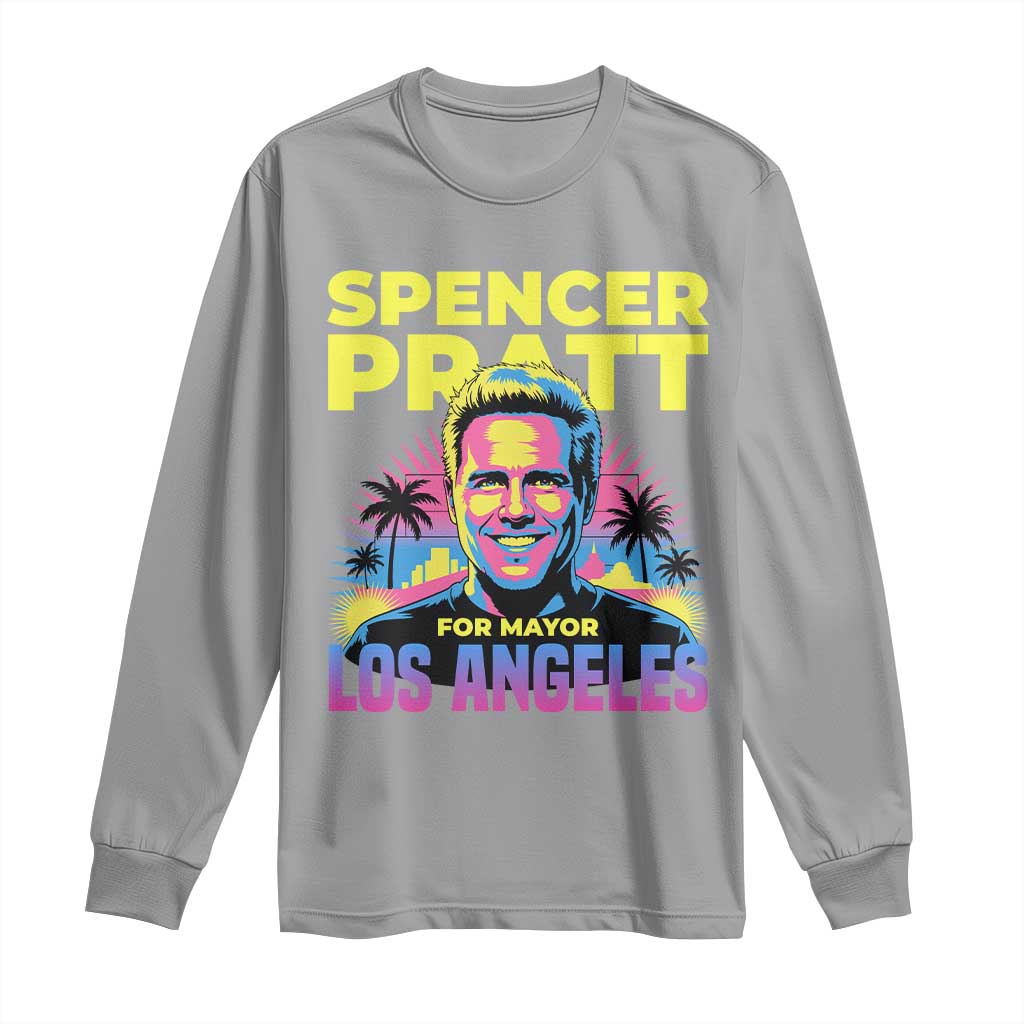 Spencer Pratt for Mayor Los Angeles Synthwave Graphic Long Sleeve Shirt Retro Neon California Supporter
