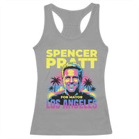 Spencer Pratt for Mayor Los Angeles Synthwave Graphic Racerback Tank Top Retro Neon California Supporter