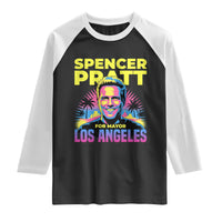 Spencer Pratt for Mayor Los Angeles Synthwave Graphic Raglan Shirt Retro Neon California Supporter