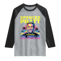 Spencer Pratt for Mayor Los Angeles Synthwave Graphic Raglan Shirt Retro Neon California Supporter