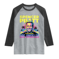 Spencer Pratt for Mayor Los Angeles Synthwave Graphic Raglan Shirt Retro Neon California Supporter