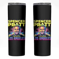 Spencer Pratt for Mayor Los Angeles Synthwave Graphic Skinny Tumbler Retro Neon California Supporter