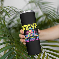 Spencer Pratt for Mayor Los Angeles Synthwave Graphic Skinny Tumbler Retro Neon California Supporter