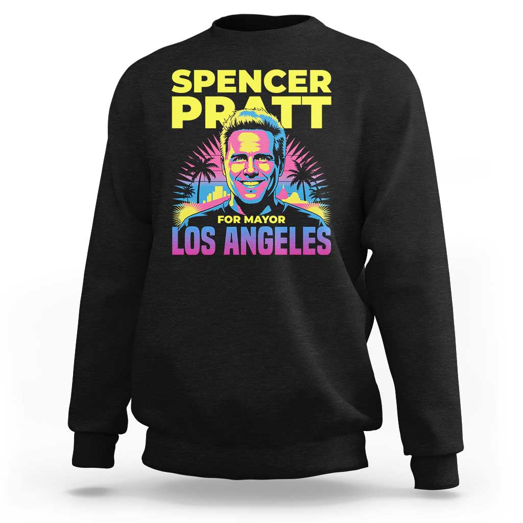 Spencer Pratt for Mayor Los Angeles Synthwave Graphic Sweatshirt Retro Neon California Supporter