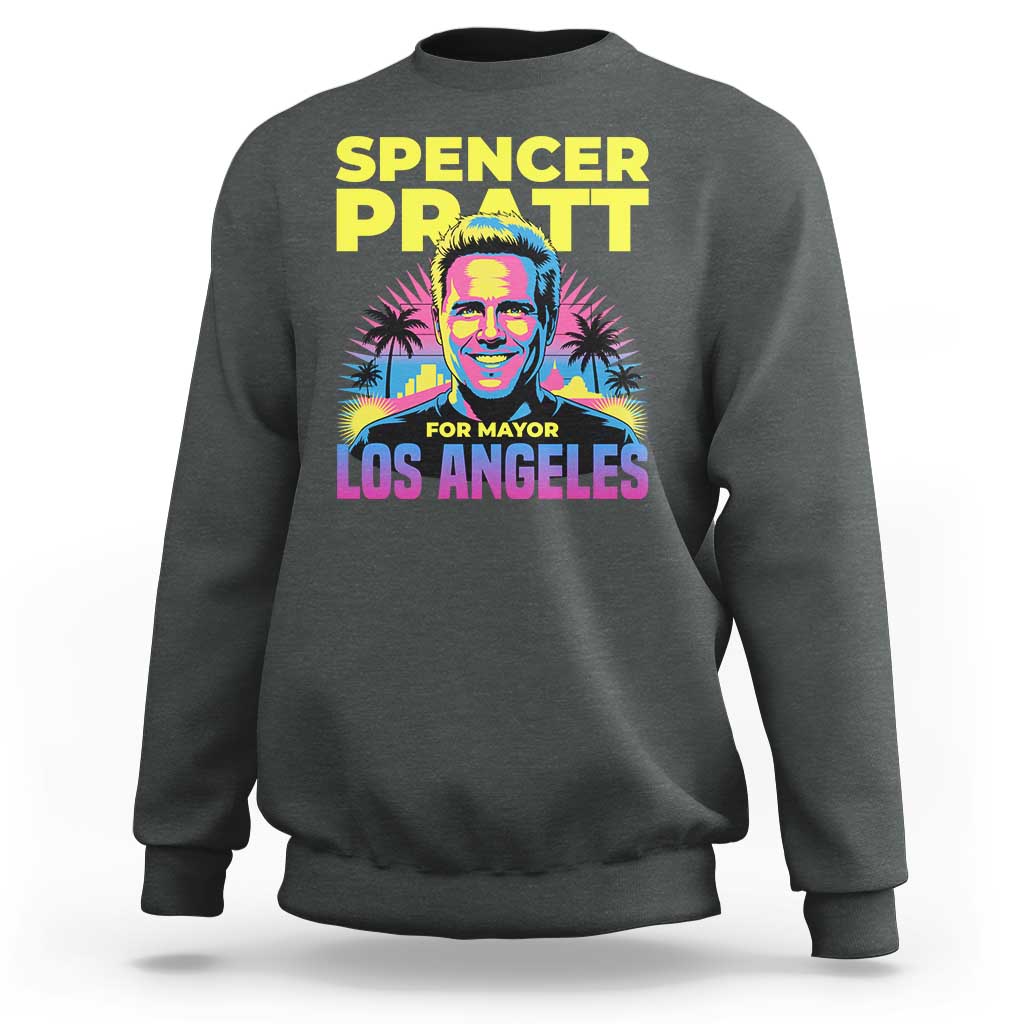 Spencer Pratt for Mayor Los Angeles Synthwave Graphic Sweatshirt Retro Neon California Supporter