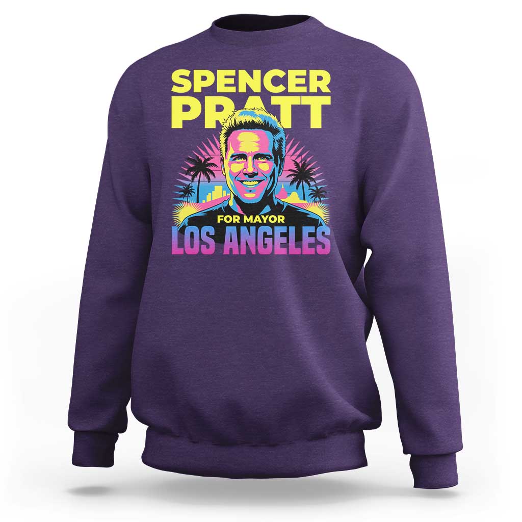 Spencer Pratt for Mayor Los Angeles Synthwave Graphic Sweatshirt Retro Neon California Supporter