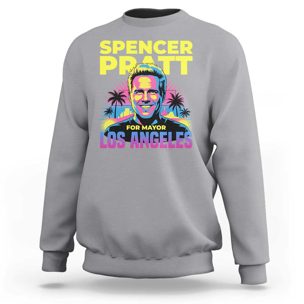 Spencer Pratt for Mayor Los Angeles Synthwave Graphic Sweatshirt Retro Neon California Supporter