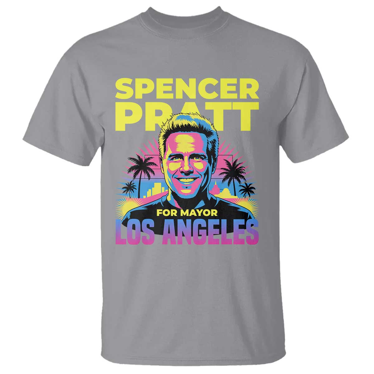 Spencer Pratt for Mayor Los Angeles Synthwave Graphic T Shirt Retro Neon California Supporter