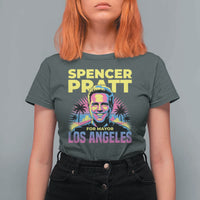 Spencer Pratt for Mayor Los Angeles Synthwave Graphic T Shirt For Women Retro Neon California Supporter