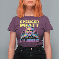 Spencer Pratt for Mayor Los Angeles Synthwave Graphic T Shirt For Women Retro Neon California Supporter