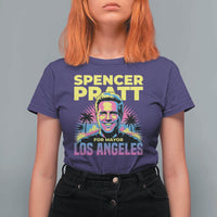 Spencer Pratt for Mayor Los Angeles Synthwave Graphic T Shirt For Women Retro Neon California Supporter