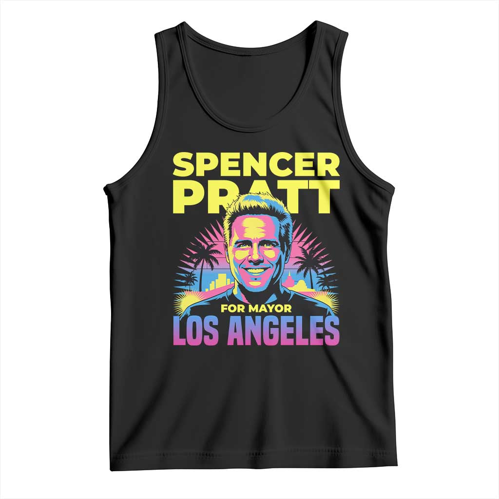 Spencer Pratt for Mayor Los Angeles Synthwave Graphic Tank Top Retro Neon California Supporter