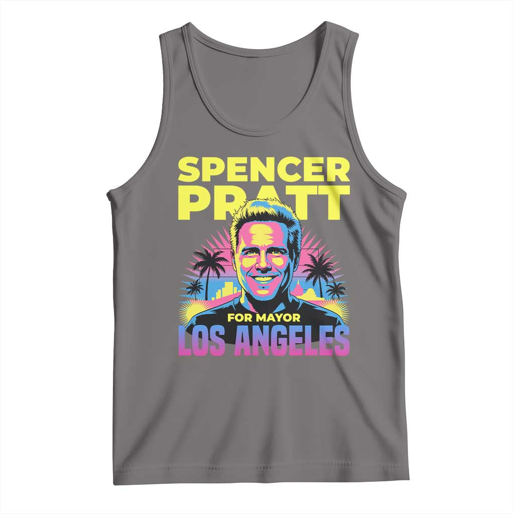 Spencer Pratt for Mayor Los Angeles Synthwave Graphic Tank Top Retro Neon California Supporter