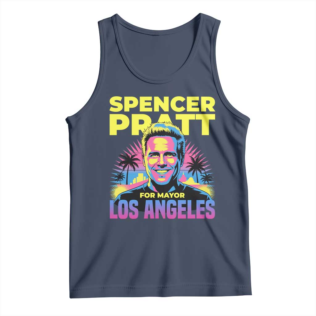 Spencer Pratt for Mayor Los Angeles Synthwave Graphic Tank Top Retro Neon California Supporter