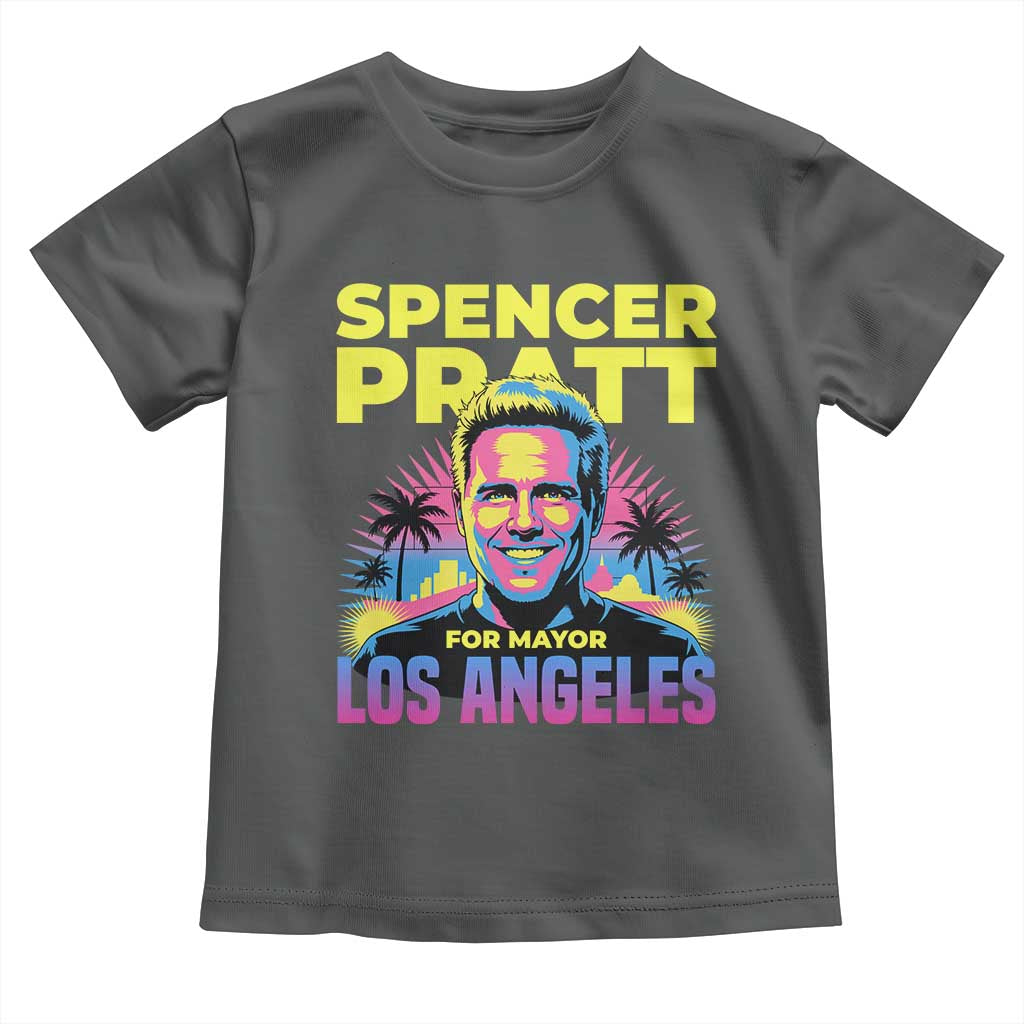 Spencer Pratt for Mayor Los Angeles Synthwave Graphic Toddler T Shirt Retro Neon California Supporter
