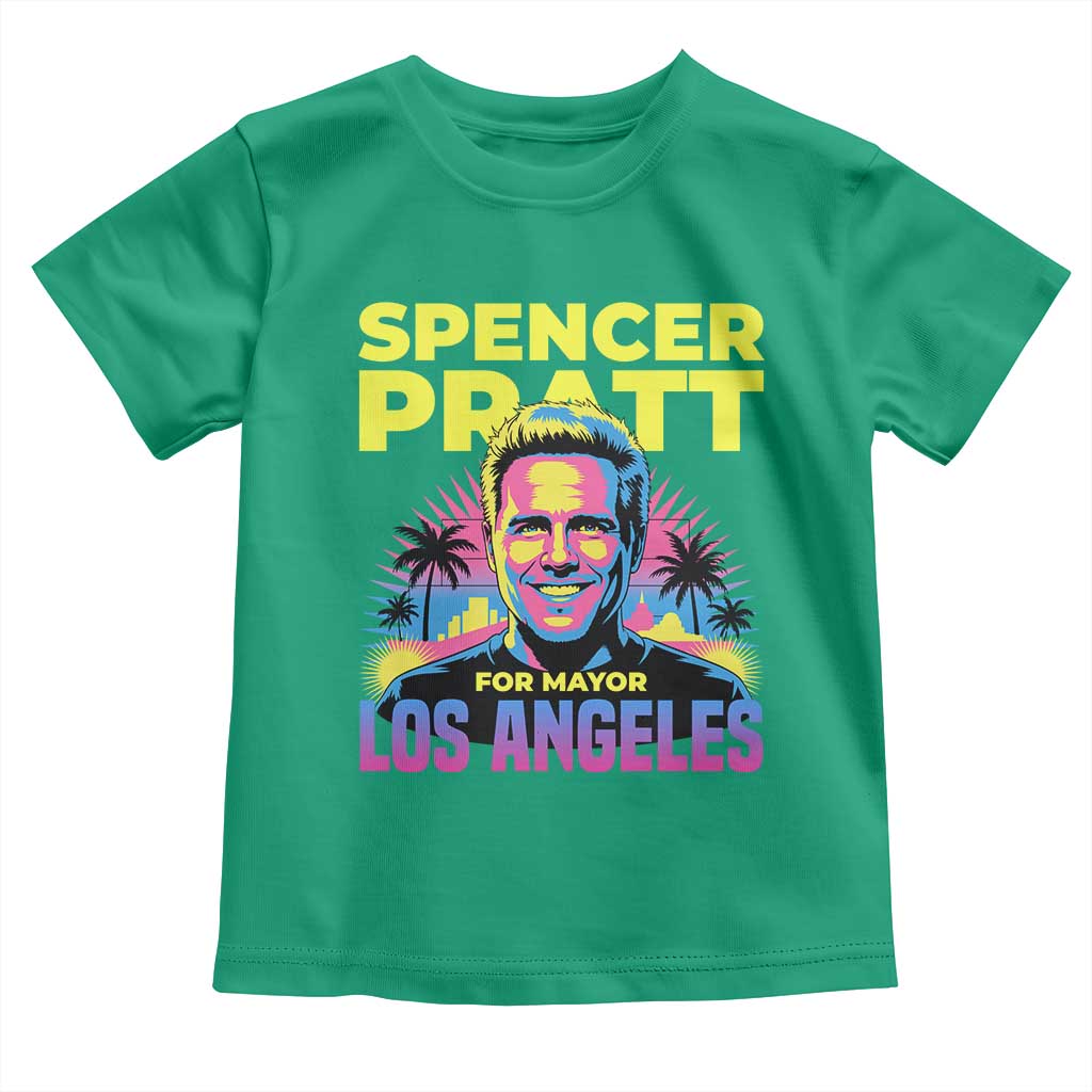 Spencer Pratt for Mayor Los Angeles Synthwave Graphic Toddler T Shirt Retro Neon California Supporter