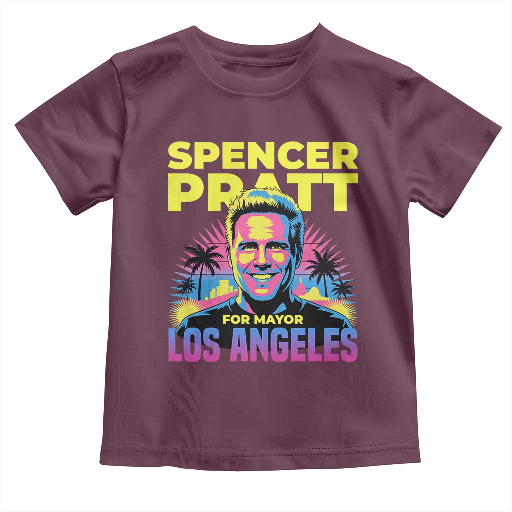 Spencer Pratt for Mayor Los Angeles Synthwave Graphic Toddler T Shirt Retro Neon California Supporter