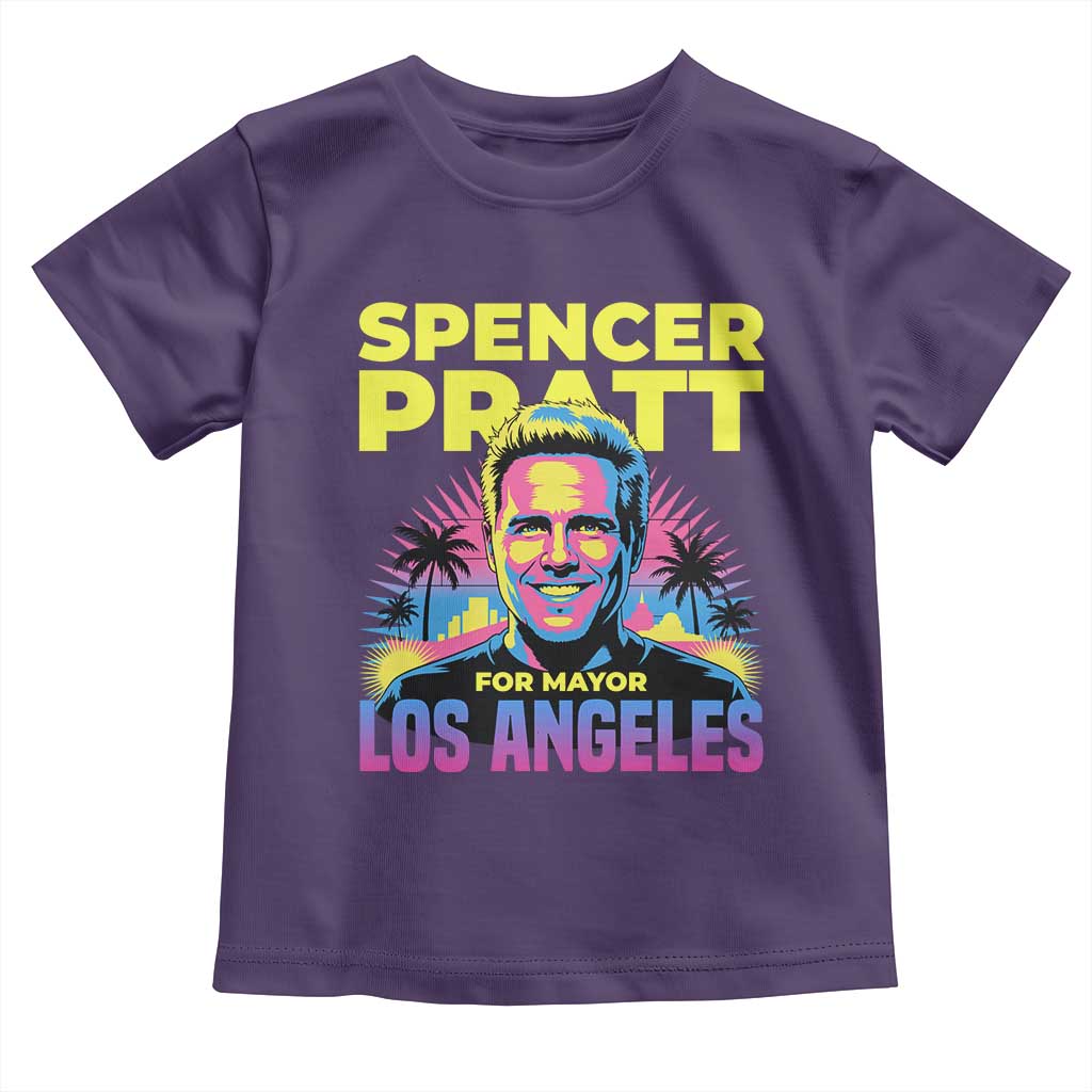 Spencer Pratt for Mayor Los Angeles Synthwave Graphic Toddler T Shirt Retro Neon California Supporter
