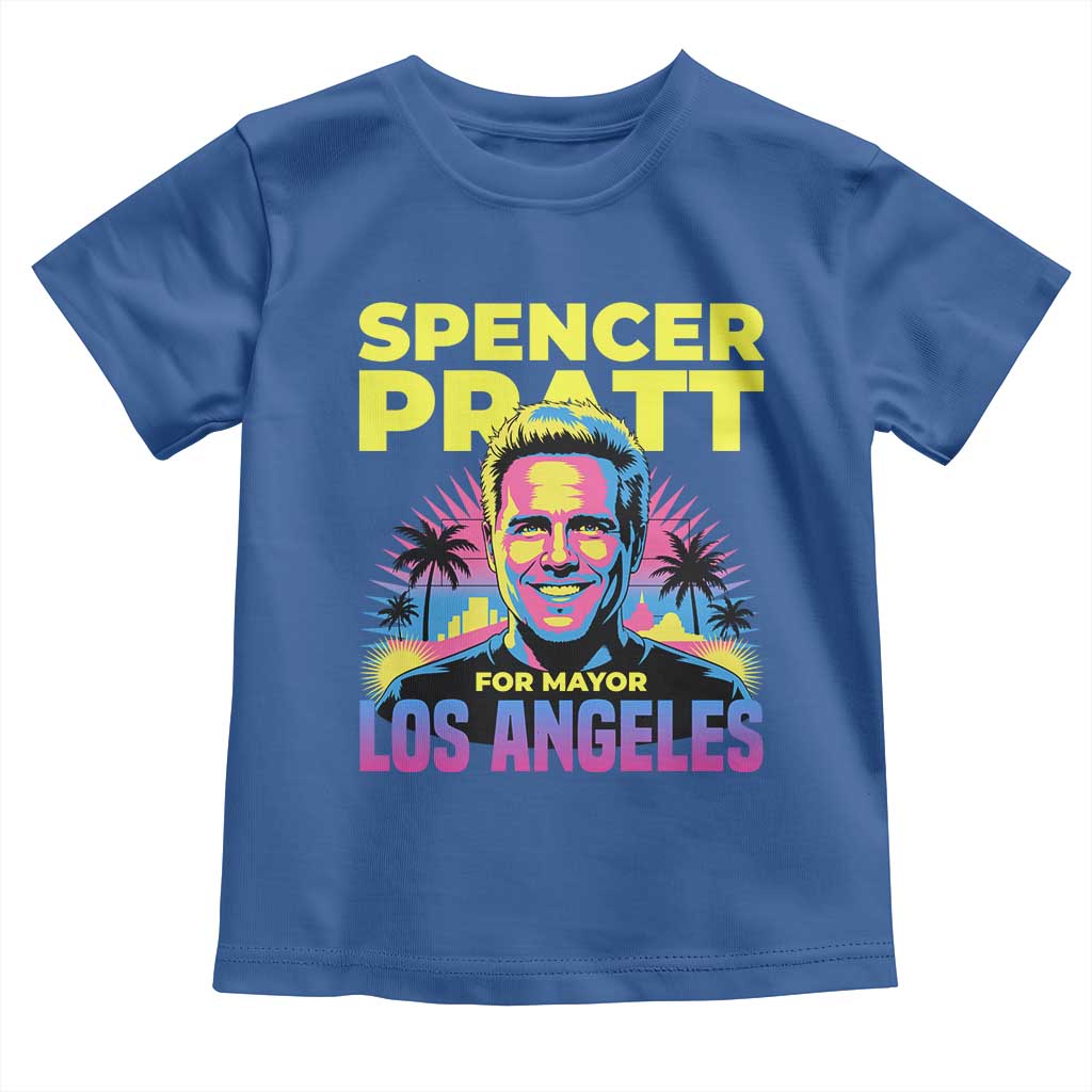 Spencer Pratt for Mayor Los Angeles Synthwave Graphic Toddler T Shirt Retro Neon California Supporter