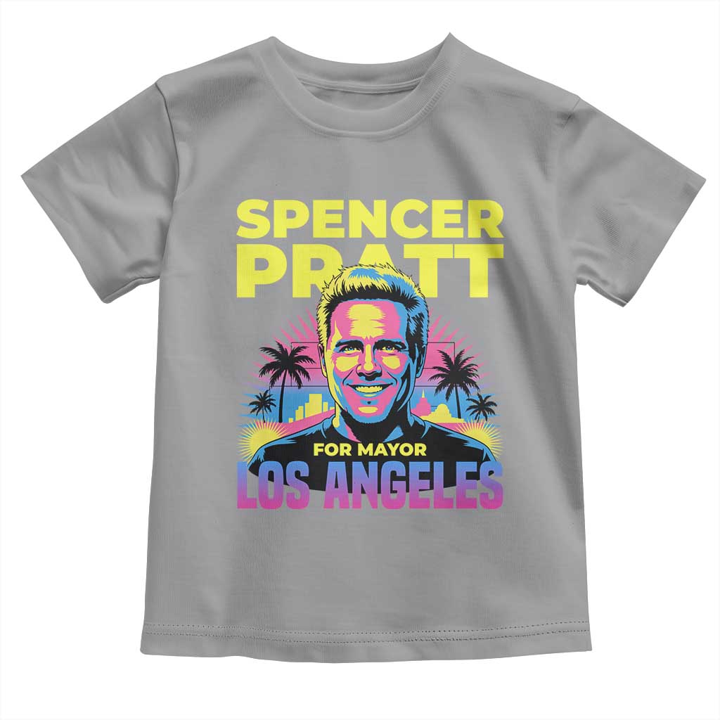 Spencer Pratt for Mayor Los Angeles Synthwave Graphic Toddler T Shirt Retro Neon California Supporter