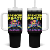Spencer Pratt for Mayor Los Angeles Synthwave Graphic Tumbler With Handle Retro Neon California Supporter