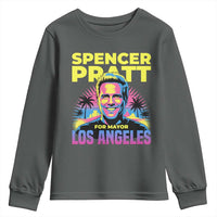 Spencer Pratt for Mayor Los Angeles Synthwave Graphic Youth Sweatshirt Retro Neon California Supporter