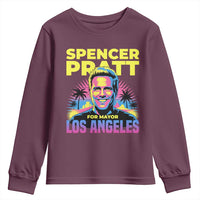 Spencer Pratt for Mayor Los Angeles Synthwave Graphic Youth Sweatshirt Retro Neon California Supporter