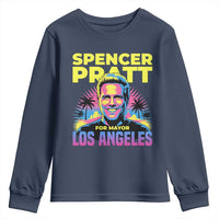 Spencer Pratt for Mayor Los Angeles Synthwave Graphic Youth Sweatshirt Retro Neon California Supporter