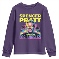 Spencer Pratt for Mayor Los Angeles Synthwave Graphic Youth Sweatshirt Retro Neon California Supporter