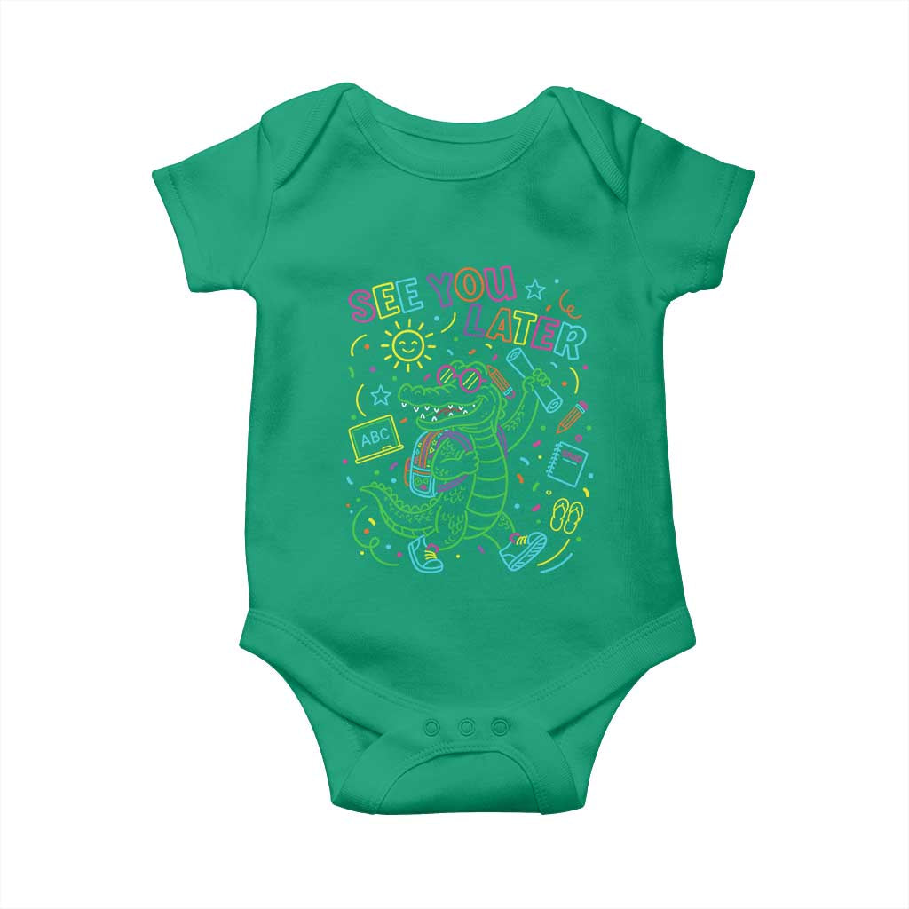 See You Later Alligator Last Day Of School Baby Onesie Cute Neon Chalkboard Kindergarten Graduation