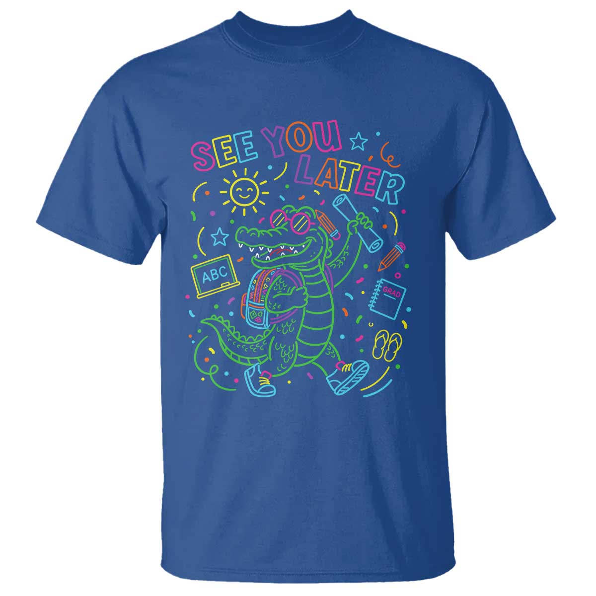 See You Later Alligator Last Day Of School T Shirt Cute Neon Chalkboard Kindergarten Graduation