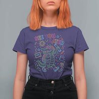 See You Later Alligator Last Day Of School T Shirt For Women Cute Neon Chalkboard Kindergarten Graduation