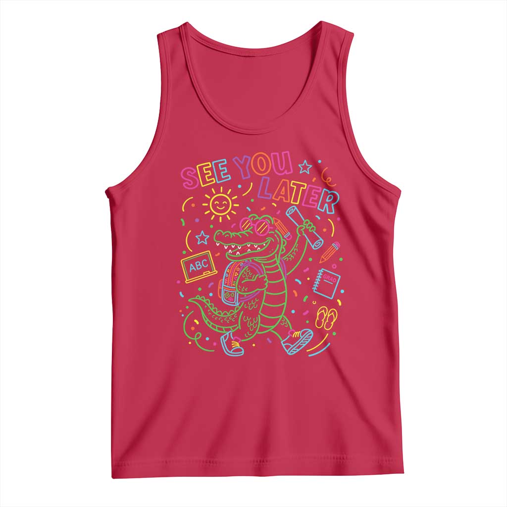 See You Later Alligator Last Day Of School Tank Top Cute Neon Chalkboard Kindergarten Graduation