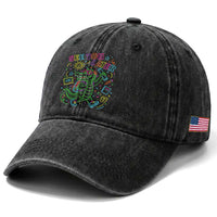 See You Later Alligator Last Day Of School Washed Cotton Baseball Cap Cute Neon Chalkboard Kindergarten Graduation
