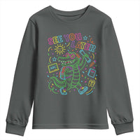 See You Later Alligator Last Day Of School Youth Sweatshirt Cute Neon Chalkboard Kindergarten Graduation