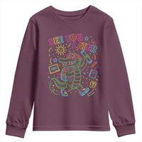 See You Later Alligator Last Day Of School Youth Sweatshirt Cute Neon Chalkboard Kindergarten Graduation