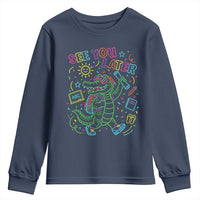 See You Later Alligator Last Day Of School Youth Sweatshirt Cute Neon Chalkboard Kindergarten Graduation