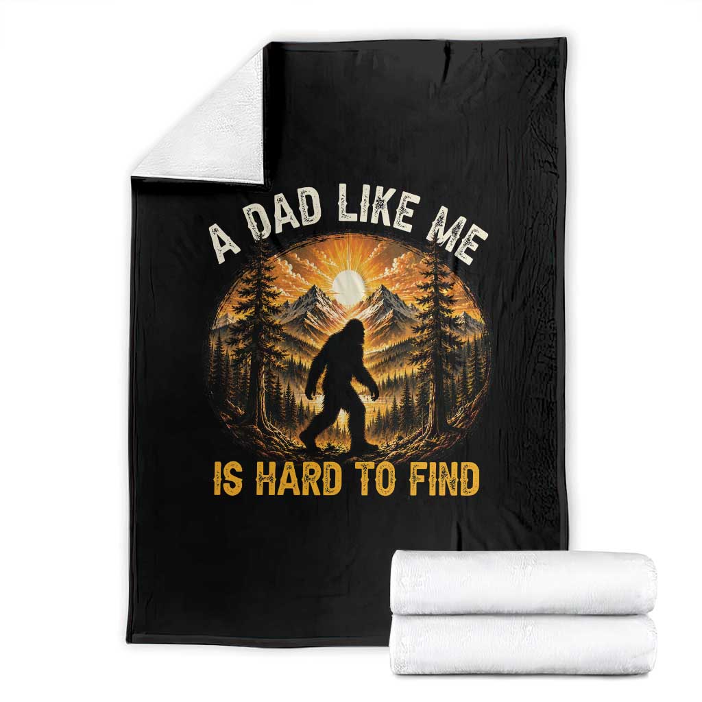 Retro Bigfoot Dad Like Me Is Hard To Find Throw Blanket Sasquatch Gift for Outdoorsy Fathers Myth Seekers