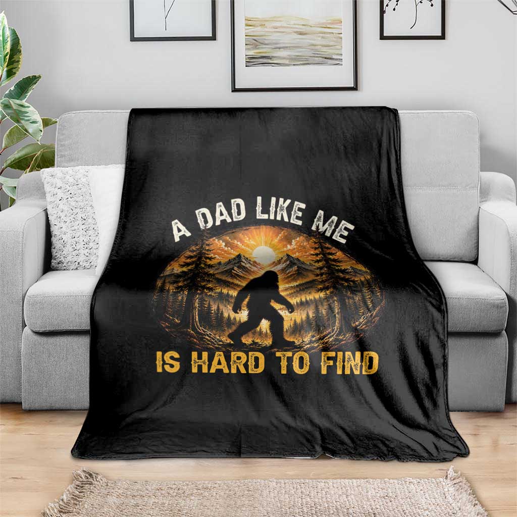 Retro Bigfoot Dad Like Me Is Hard To Find Throw Blanket Sasquatch Gift for Outdoorsy Fathers Myth Seekers