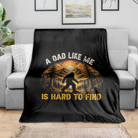 Retro Bigfoot Dad Like Me Is Hard To Find Throw Blanket Sasquatch Gift for Outdoorsy Fathers Myth Seekers