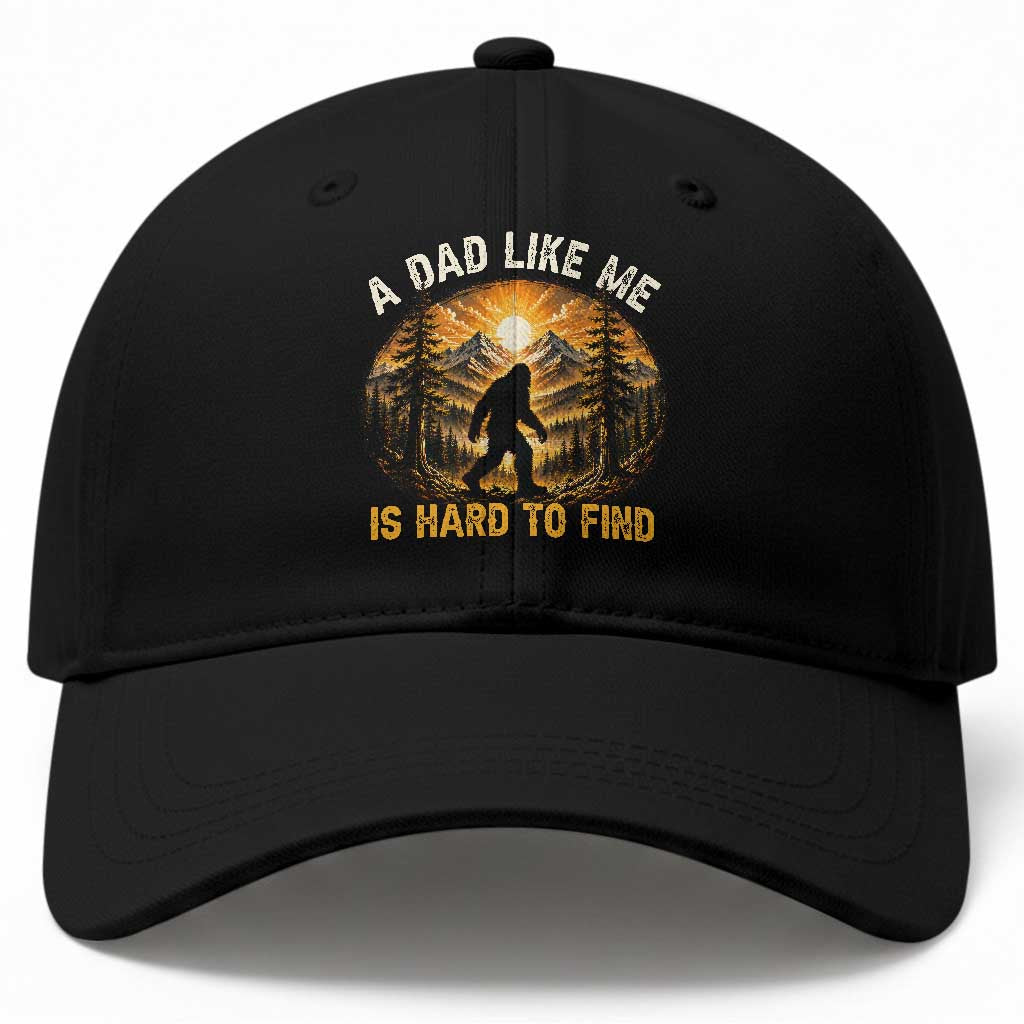 Retro Bigfoot Dad Like Me Is Hard To Find Baseball Cap Sasquatch Gift for Outdoorsy Fathers Myth Seekers