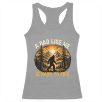 Retro Bigfoot Dad Like Me Is Hard To Find Racerback Tank Top Sasquatch Gift for Outdoorsy Fathers Myth Seekers