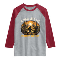 Retro Bigfoot Dad Like Me Is Hard To Find Raglan Shirt Sasquatch Gift for Outdoorsy Fathers Myth Seekers