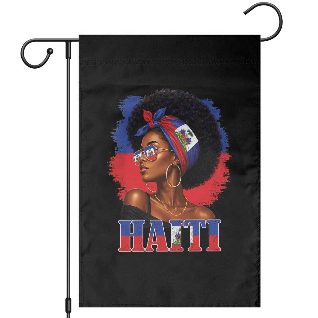 Haitian Queen Afro Melanin Graphic Garden Flag Haiti Flag Heritage Pride