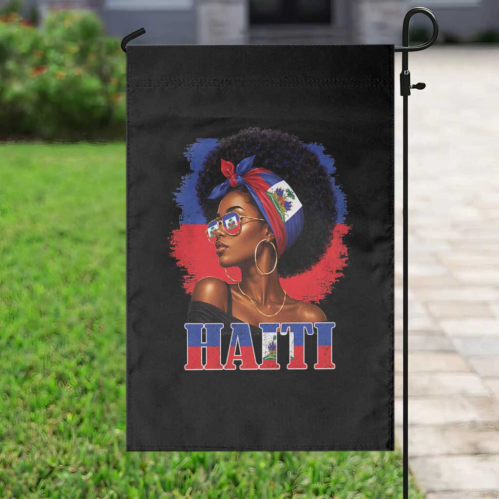 Haitian Queen Afro Melanin Graphic Garden Flag Haiti Flag Heritage Pride