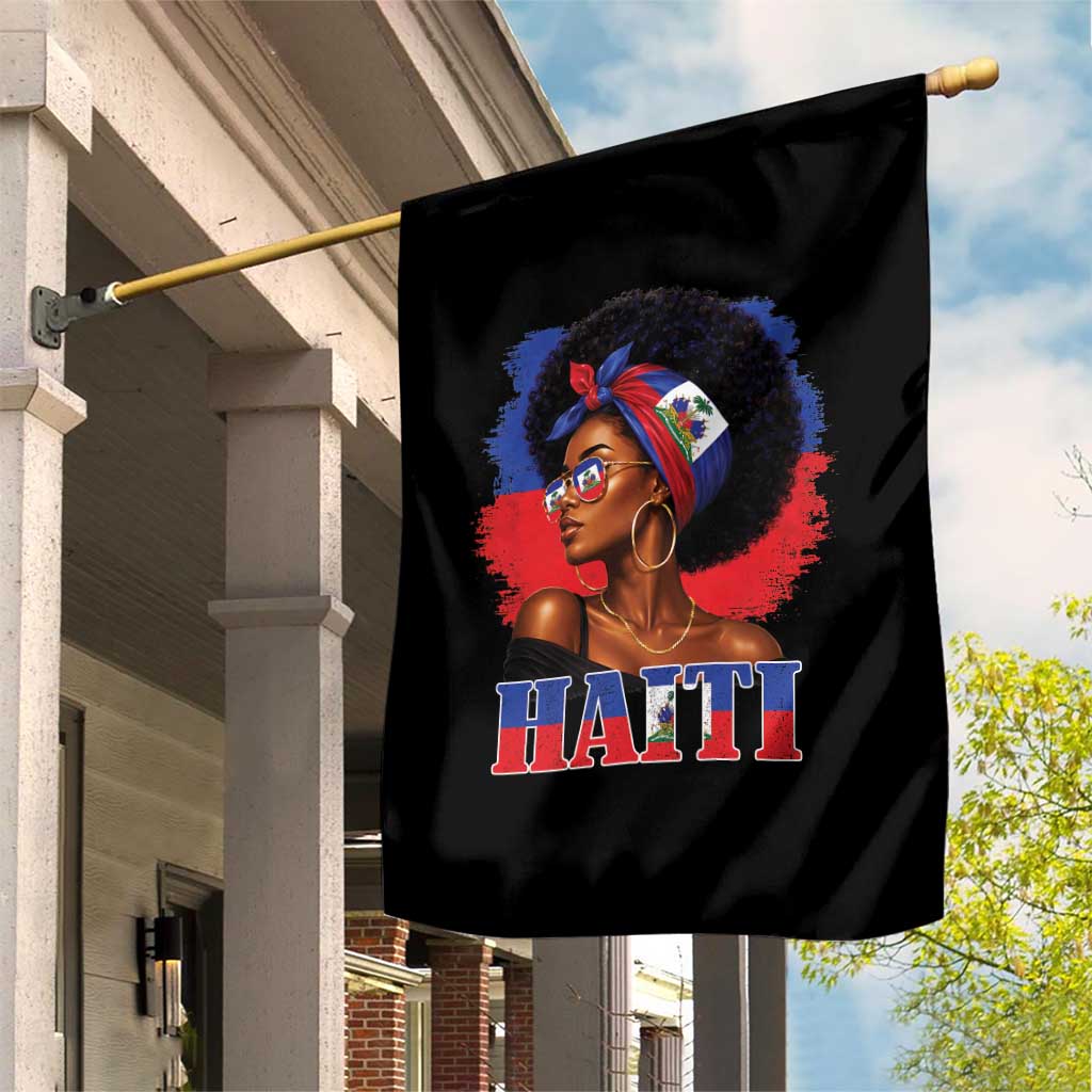 Haitian Queen Afro Melanin Graphic Garden Flag Haiti Flag Heritage Pride