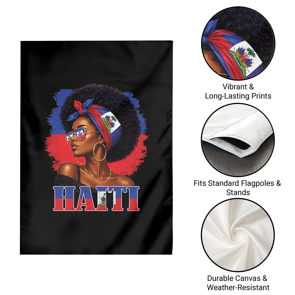 Haitian Queen Afro Melanin Graphic Garden Flag Haiti Flag Heritage Pride