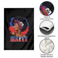 Haitian Queen Afro Melanin Graphic Garden Flag Haiti Flag Heritage Pride